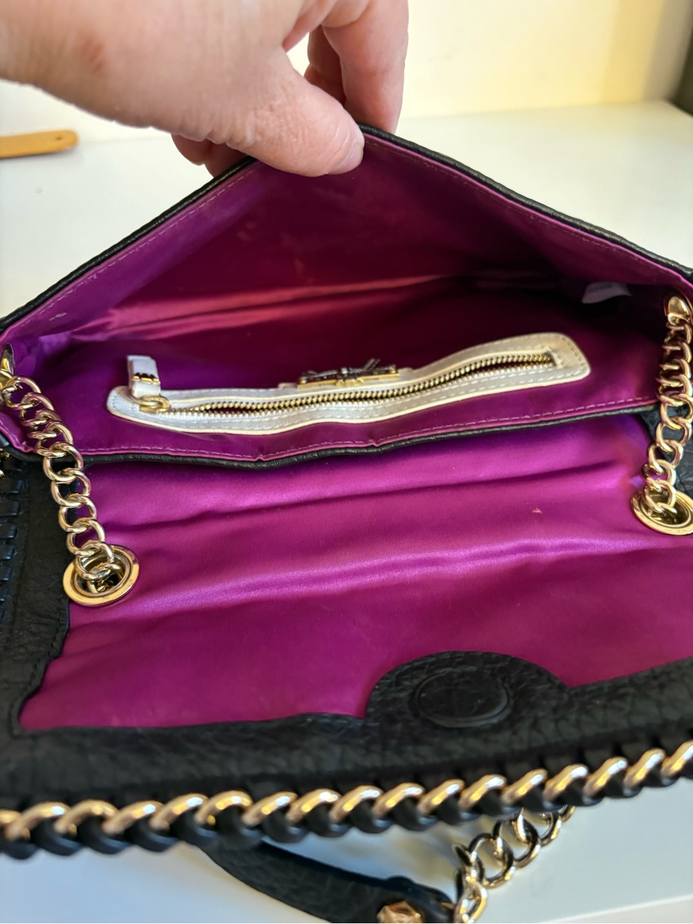 Henri bendel Classic Black Leather Chain-Trim Shoulder Bag - Picture 7 of 12